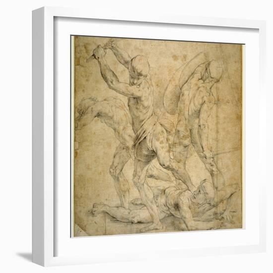 The Panel Beneath the Statue of Apollo in 'The School of Athen's', after a Drawing by Raphael-Raphael-Framed Giclee Print