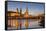 The Panorama of Dresden in Saxony with the River Elbe in the Foreground.-David Bank-Framed Stretched Canvas