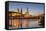 The Panorama of Dresden in Saxony with the River Elbe in the Foreground.-David Bank-Framed Stretched Canvas