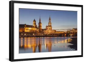 The Panorama of Dresden in Saxony with the River Elbe in the Foreground.-David Bank-Framed Photographic Print