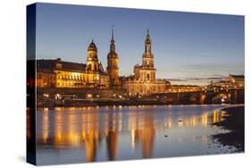 The Panorama of Dresden in Saxony with the River Elbe in the Foreground.-David Bank-Stretched Canvas