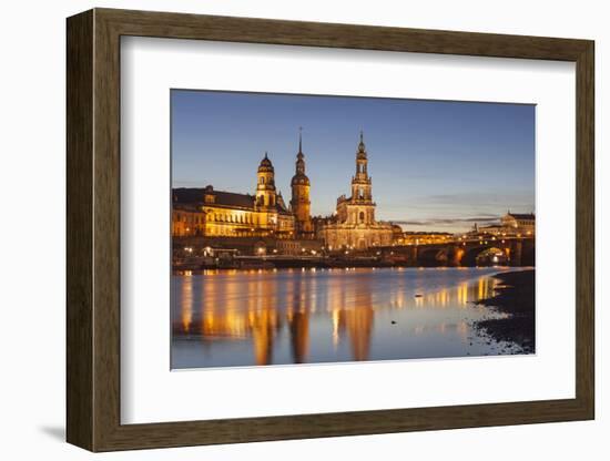 The Panorama of Dresden in Saxony with the River Elbe in the Foreground.-David Bank-Framed Photographic Print