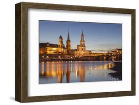 The Panorama of Dresden in Saxony with the River Elbe in the Foreground.-David Bank-Framed Photographic Print