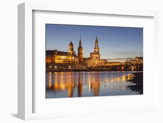 The Panorama of Dresden in Saxony with the River Elbe in the Foreground.-David Bank-Framed Photographic Print