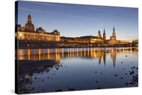 The Panorama of Dresden in Saxony with the River Elbe in the Foreground.-David Bank-Stretched Canvas