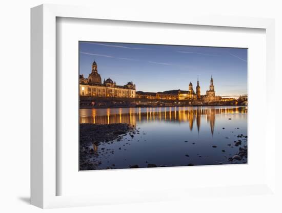 The Panorama of Dresden in Saxony with the River Elbe in the Foreground.-David Bank-Framed Photographic Print