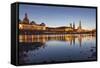 The Panorama of Dresden in Saxony with the River Elbe in the Foreground.-David Bank-Framed Stretched Canvas