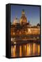 The Panorama of Dresden in Saxony with the River Elbe in the Foreground.-David Bank-Framed Stretched Canvas