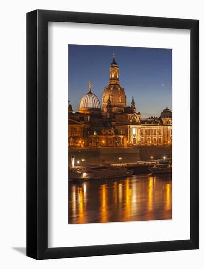 The Panorama of Dresden in Saxony with the River Elbe in the Foreground.-David Bank-Framed Photographic Print