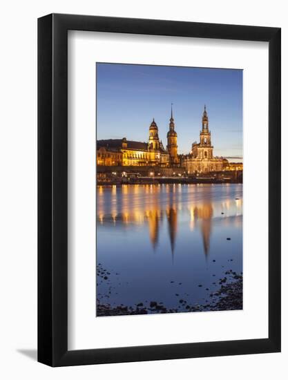 The Panorama of Dresden in Saxony with the River Elbe in the Foreground.-David Bank-Framed Photographic Print