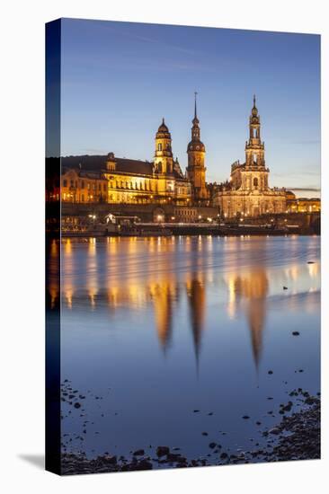 The Panorama of Dresden in Saxony with the River Elbe in the Foreground.-David Bank-Stretched Canvas