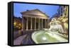 The Pantheon and Fountain at Night, Piazza Della Rotonda, Rome, Lazio, Italy-Stuart Black-Framed Stretched Canvas