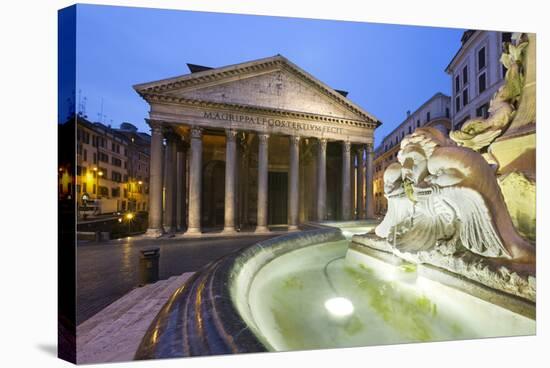 The Pantheon and Fountain at Night, Piazza Della Rotonda, Rome, Lazio, Italy-Stuart Black-Stretched Canvas