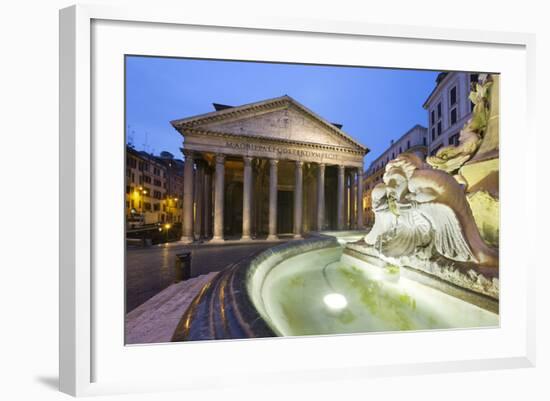 The Pantheon and Fountain at Night, Piazza Della Rotonda, Rome, Lazio, Italy-Stuart Black-Framed Photographic Print