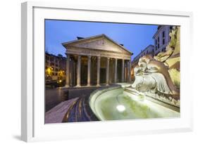 The Pantheon and Fountain at Night, Piazza Della Rotonda, Rome, Lazio, Italy-Stuart Black-Framed Photographic Print