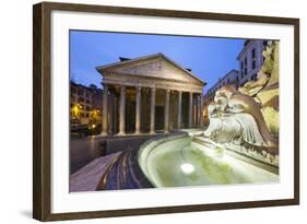 The Pantheon and Fountain at Night, Piazza Della Rotonda, Rome, Lazio, Italy-Stuart Black-Framed Photographic Print