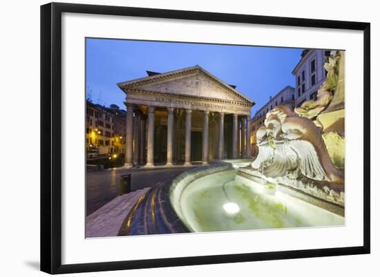 The Pantheon and Fountain at Night, Piazza Della Rotonda, Rome, Lazio, Italy-Stuart Black-Framed Photographic Print