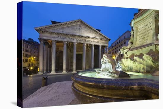 The Pantheon and Fountain at Night, Piazza Della Rotonda, Rome, Lazio, Italy-Stuart Black-Stretched Canvas