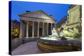 The Pantheon and Fountain at Night, Piazza Della Rotonda, Rome, Lazio, Italy-Stuart Black-Stretched Canvas