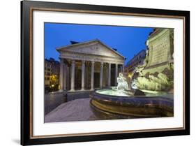 The Pantheon and Fountain at Night, Piazza Della Rotonda, Rome, Lazio, Italy-Stuart Black-Framed Photographic Print