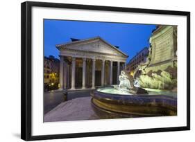 The Pantheon and Fountain at Night, Piazza Della Rotonda, Rome, Lazio, Italy-Stuart Black-Framed Photographic Print