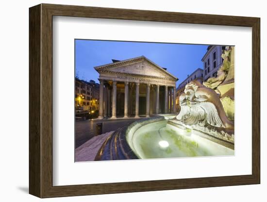 The Pantheon and Fountain at Night, Piazza Della Rotonda, Rome, Lazio, Italy-Stuart Black-Framed Photographic Print