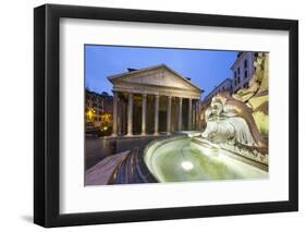 The Pantheon and Fountain at Night, Piazza Della Rotonda, Rome, Lazio, Italy-Stuart Black-Framed Photographic Print