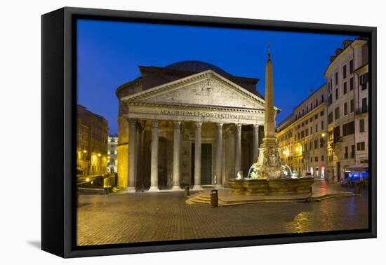 The Pantheon and Piazza Della Rotonda at Night, Rome, Lazio, Italy-Stuart Black-Framed Stretched Canvas