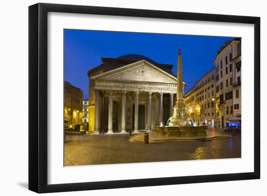 The Pantheon and Piazza Della Rotonda at Night, Rome, Lazio, Italy-Stuart Black-Framed Photographic Print