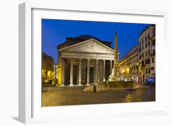 The Pantheon and Piazza Della Rotonda at Night, Rome, Lazio, Italy-Stuart Black-Framed Photographic Print