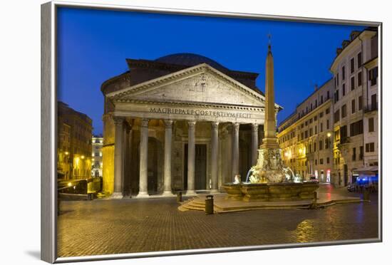 The Pantheon and Piazza Della Rotonda at Night, Rome, Lazio, Italy-Stuart Black-Framed Photographic Print