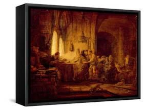 The Parable of the Labourers in the Vineyard-Rembrandt van Rijn-Framed Stretched Canvas