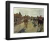 The Parade, also known as Race Horses in Front of the Tribunes, Ca. 1866-68-Edgar Degas-Framed Art Print