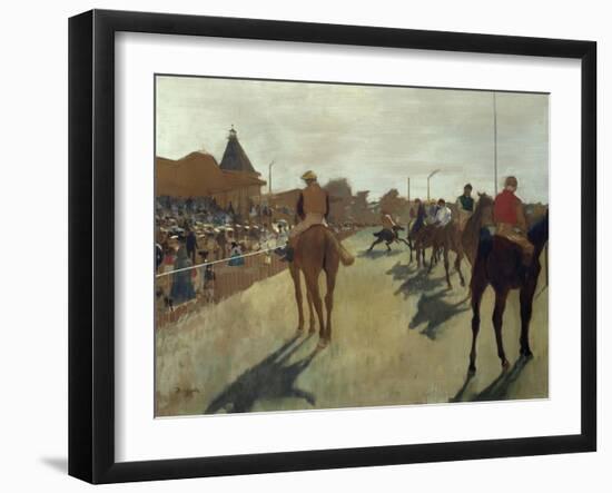 The Parade, also known as Race Horses in Front of the Tribunes, Ca. 1866-68-Edgar Degas-Framed Art Print