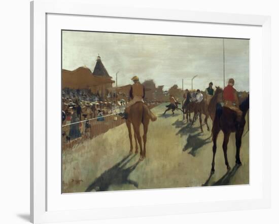 The Parade, also known as Race Horses in Front of the Tribunes, Ca. 1866-68-Edgar Degas-Framed Art Print