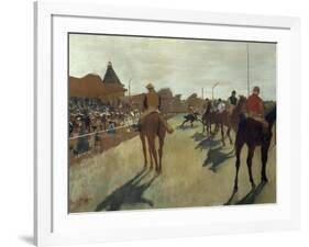 The Parade, also known as Race Horses in Front of the Tribunes, Ca. 1866-68-Edgar Degas-Framed Art Print