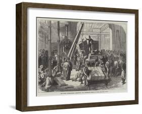 The Paris International Exhibition, the Locomotive Crane at Work-null-Framed Giclee Print