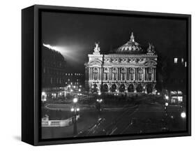 The Paris Opera House at Night-Walter Sanders-Framed Stretched Canvas