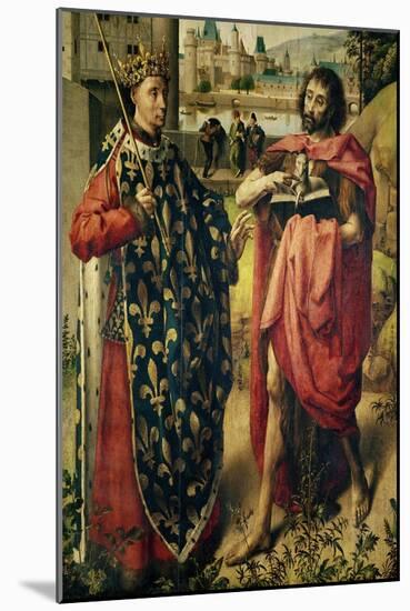 The Parlement of Paris Altarpiece, Detail of St. Louis and St. John the Baptist-null-Mounted Giclee Print