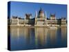 The Parliament (Orszaghaz) across River Danube at Sunset, UNESCO World Heritage Site, Budapest, Hun-Stuart Black-Stretched Canvas