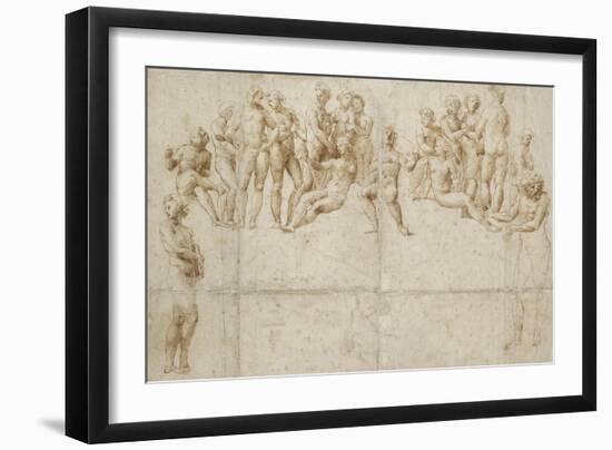 The Parnassus, Copy after Raphael (Pen and Brown Ink over Black Chalk on White Paper)-Raphael-Framed Giclee Print