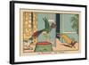 The Parrot Screams When He Sees the Cat that Has Just Stolen a Leg.” the Parroquet — to the Thief!.-Benjamin Rabier-Framed Giclee Print