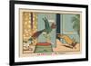 The Parrot Screams When He Sees the Cat that Has Just Stolen a Leg.” the Parroquet — to the Thief!.-Benjamin Rabier-Framed Giclee Print