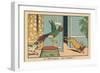 The Parrot Screams When He Sees the Cat that Has Just Stolen a Leg.” the Parroquet — to the Thief!.-Benjamin Rabier-Framed Giclee Print