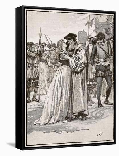 The Parting of Sir Thomas More and His Daughter-English School-Framed Stretched Canvas