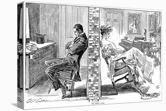 The Party Wall-Charles Dana Gibson-Stretched Canvas