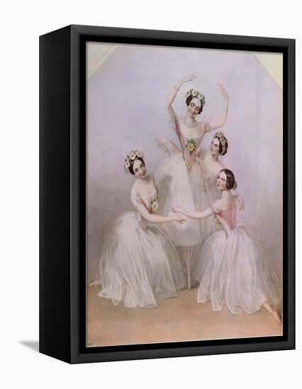 The 'Pas De Quatre': Carlotta Grisi (1819-99) Marie Taglioni (1804-84) Lucile Grahn (1819-1907)…-Alfred-edward Chalon-Framed Stretched Canvas