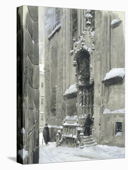 The Passauerplatz in the Snow, Vienna, 1905-Wilhelm Gause-Stretched Canvas