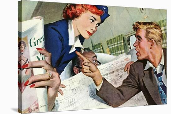 The Passenger Hated Redheads  - Saturday Evening Post "Leading Ladies", August 13, 1949 pg.24-Joe deMers-Stretched Canvas