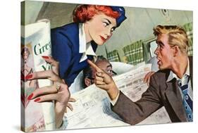 The Passenger Hated Redheads  - Saturday Evening Post "Leading Ladies", August 13, 1949 pg.24-Joe deMers-Stretched Canvas